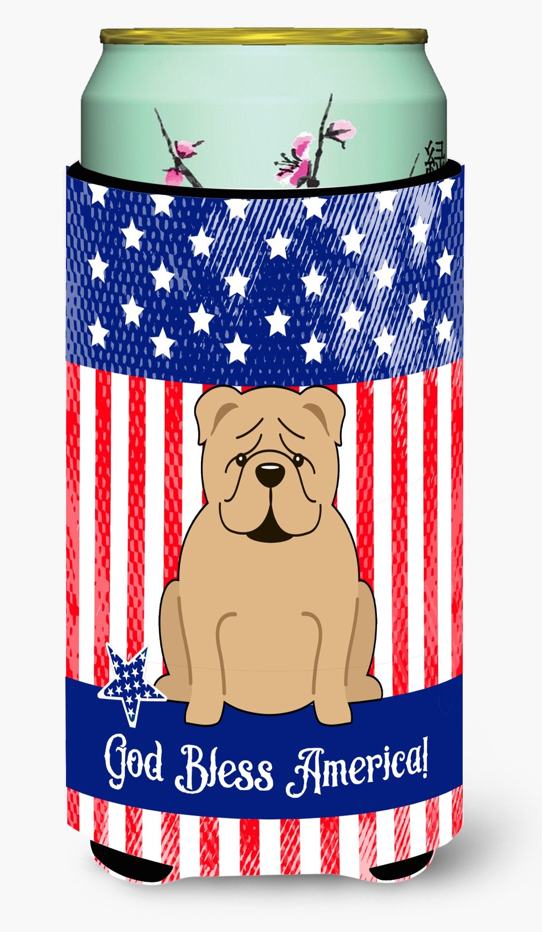 Patriotic USA English Bulldog Fawn Tall Boy Beverage Insulator Hugger BB3119TBC by Caroline&#39;s Treasures