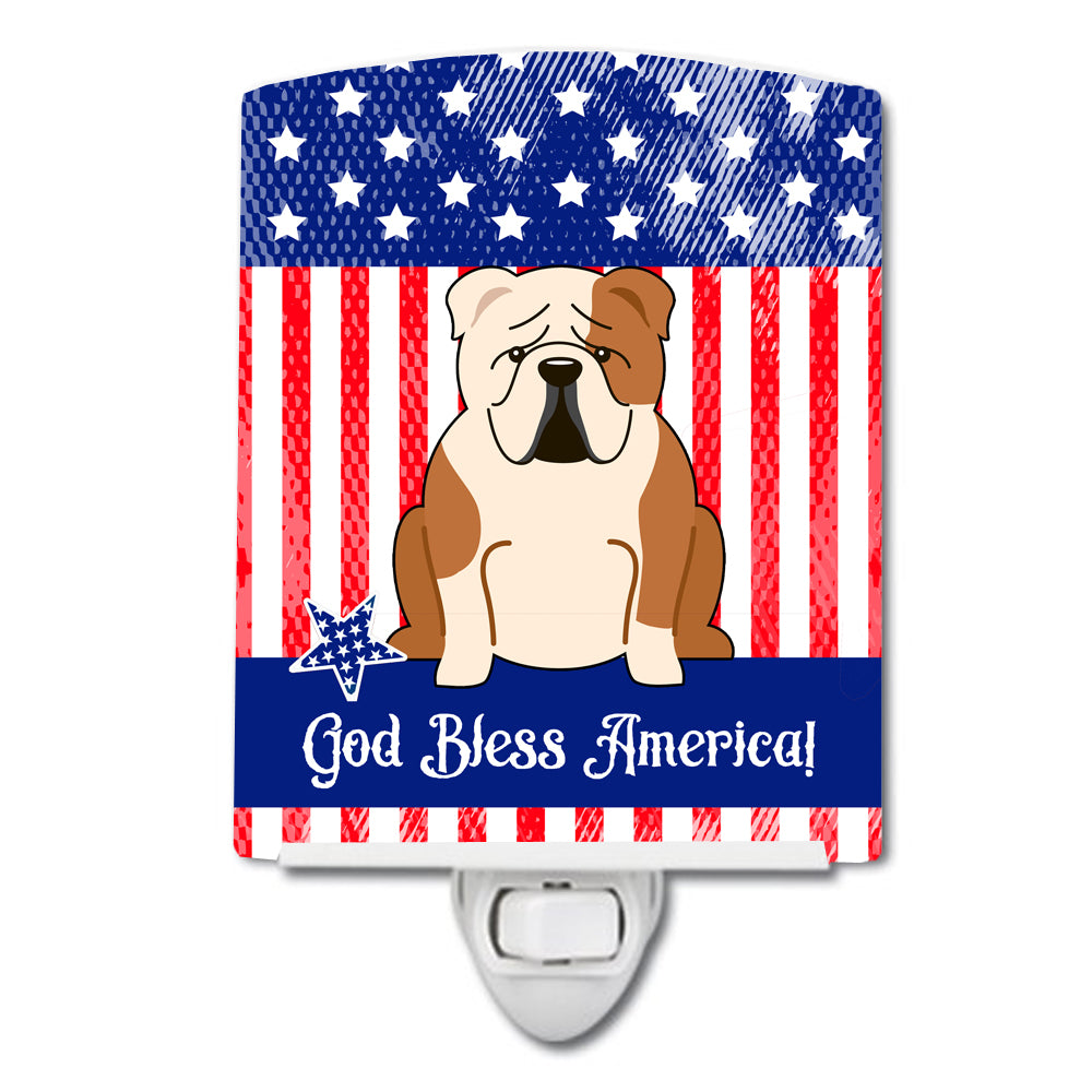 Patriotic USA English Bulldog Fawn White Ceramic Night Light BB3120CNL - the-store.com