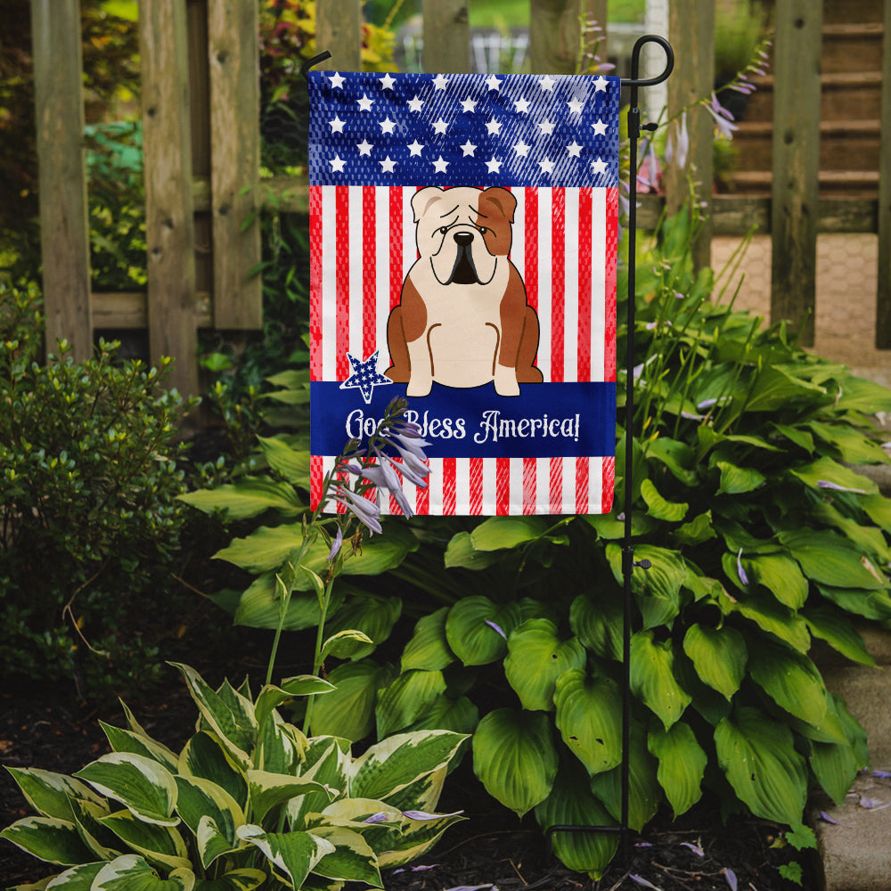 Patriotic USA English Bulldog Fawn White Flag Garden Size  the-store.com.