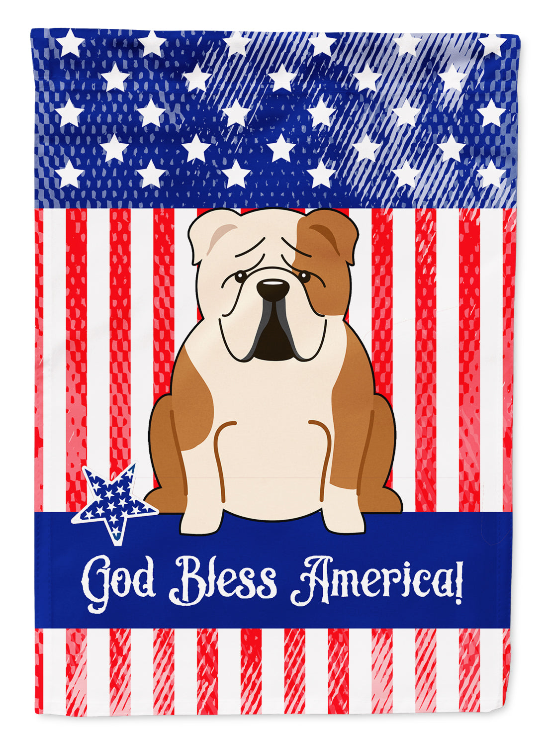 Patriotic USA English Bulldog Fawn White Flag Garden Size
