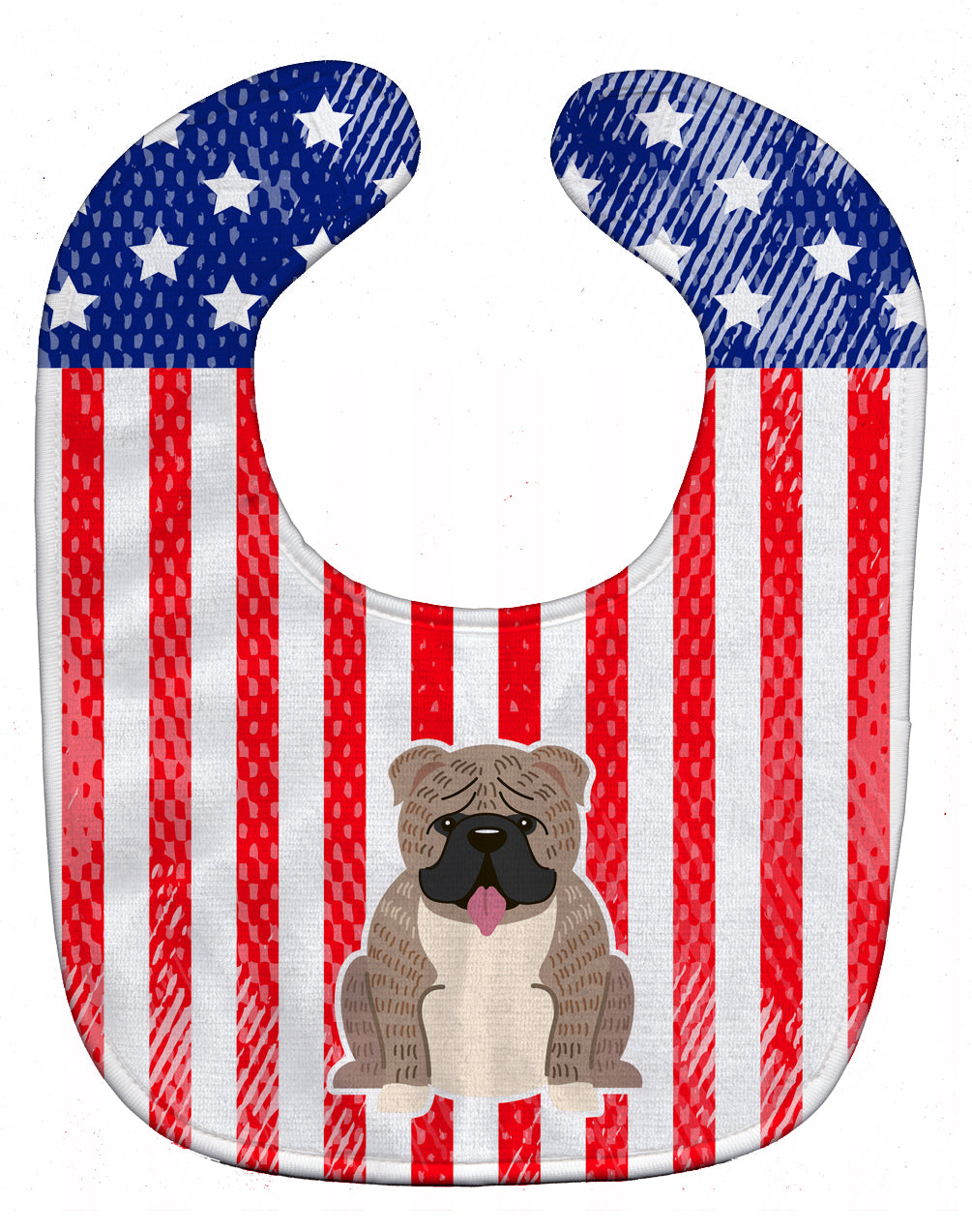 Patriotic USA English Bulldog Grey Brindle  Baby Bib BB3121BIB - the-store.com