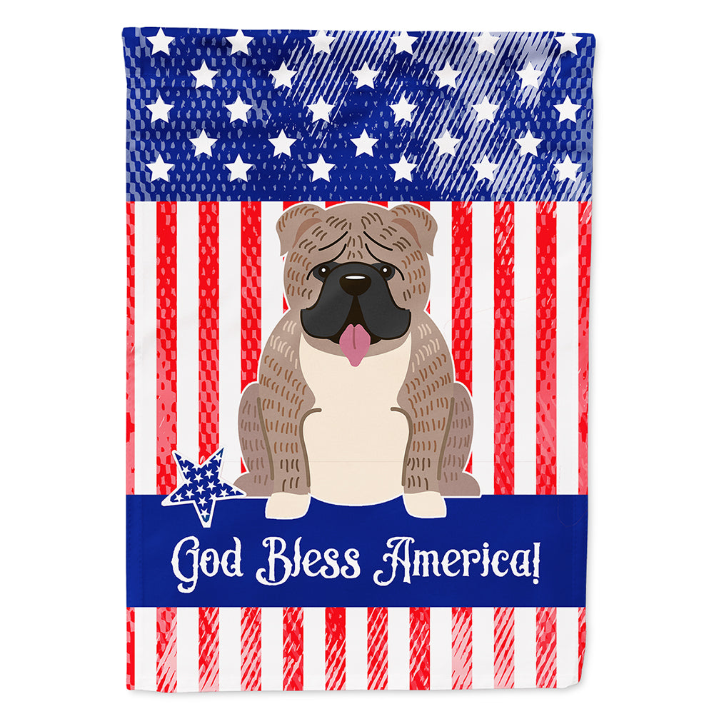 Patriotic USA English Bulldog Grey Brindle  Flag Canvas House Size BB3121CHF
