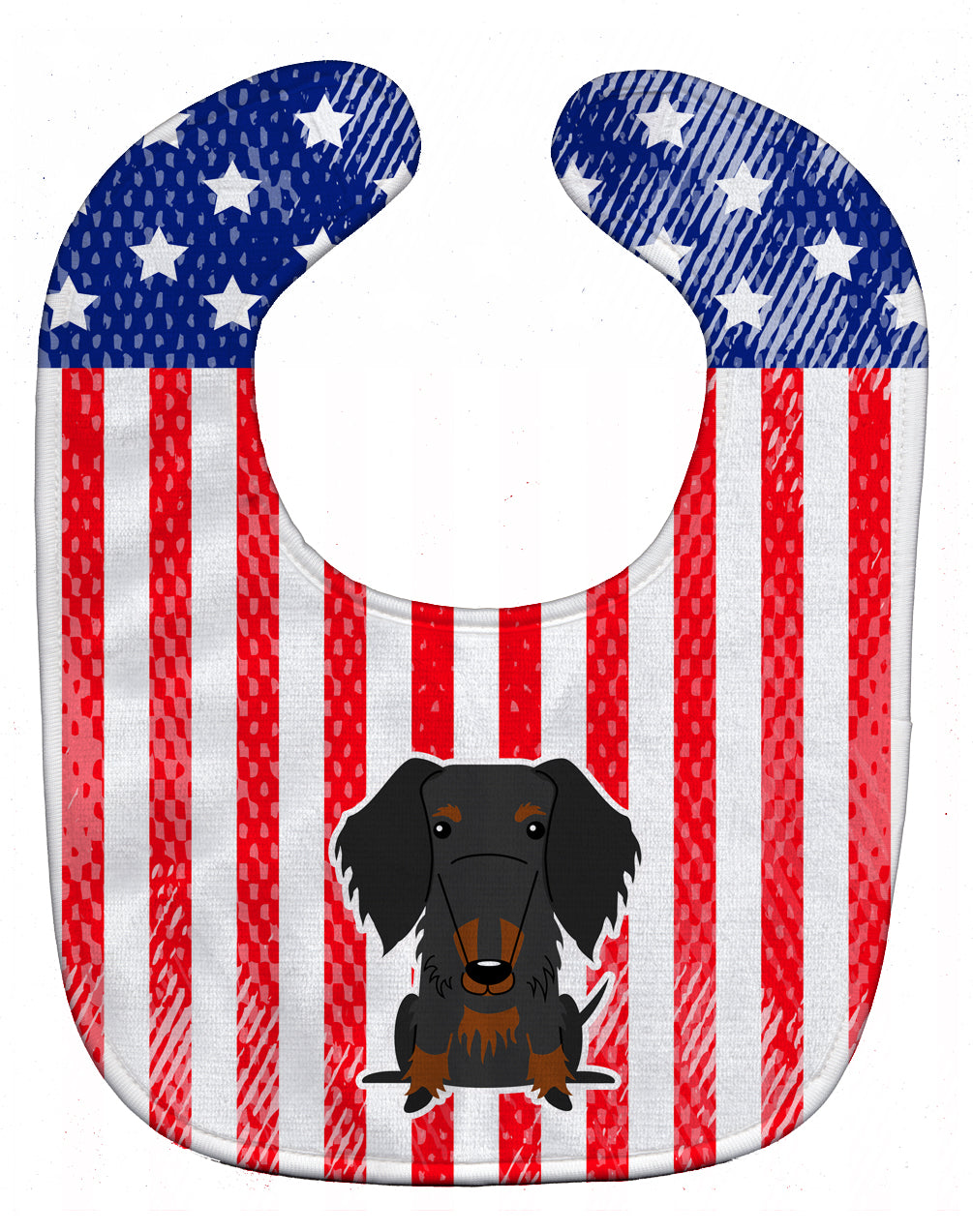 Patriotic USA Wire Haired Dachshund Black Tan Baby Bib BB3122BIB - the-store.com