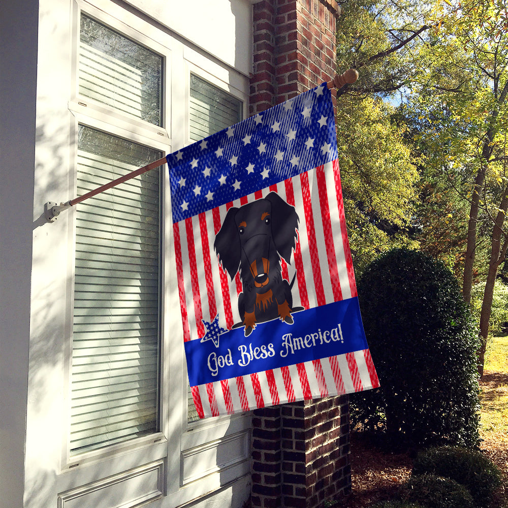 Patriotic USA Wire Haired Dachshund Black Tan Flag Canvas House Size BB3122CHF