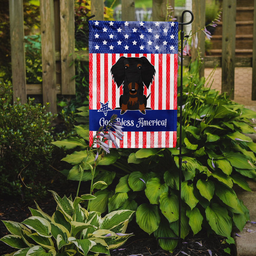 Patriotic USA Wire Haired Dachshund Black Tan Flag Garden Size