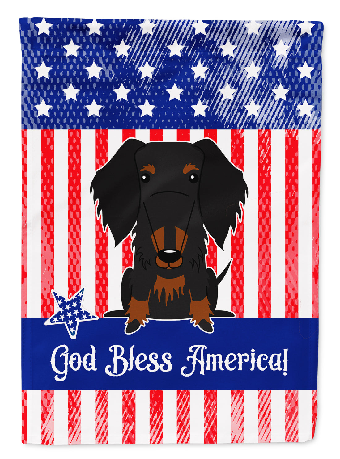 Patriotic USA Wire Haired Dachshund Black Tan Flag Garden Size