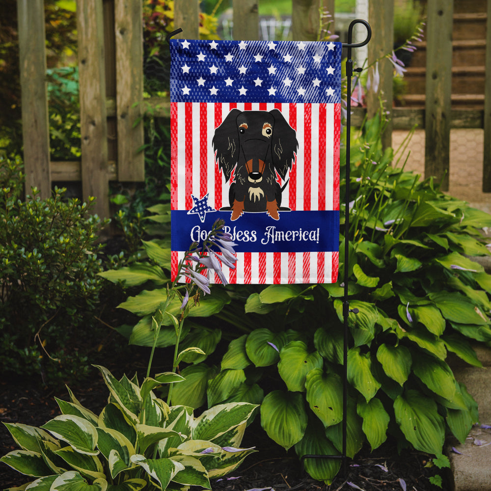 Patriotic USA Wire Haired Dachshund Dapple Flag Garden Size  the-store.com.