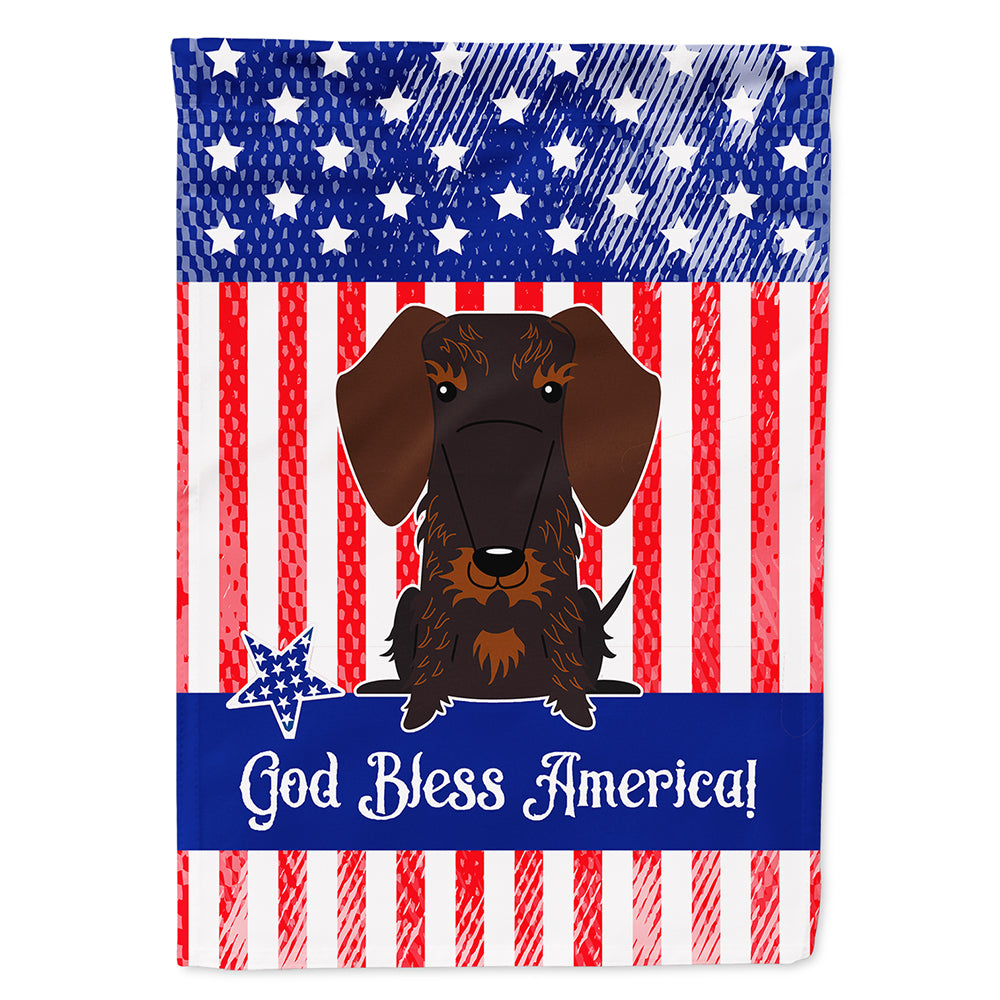 Patriotic USA Wire Haired Dachshund Chocolate Flag Canvas House Size BB3124CHF