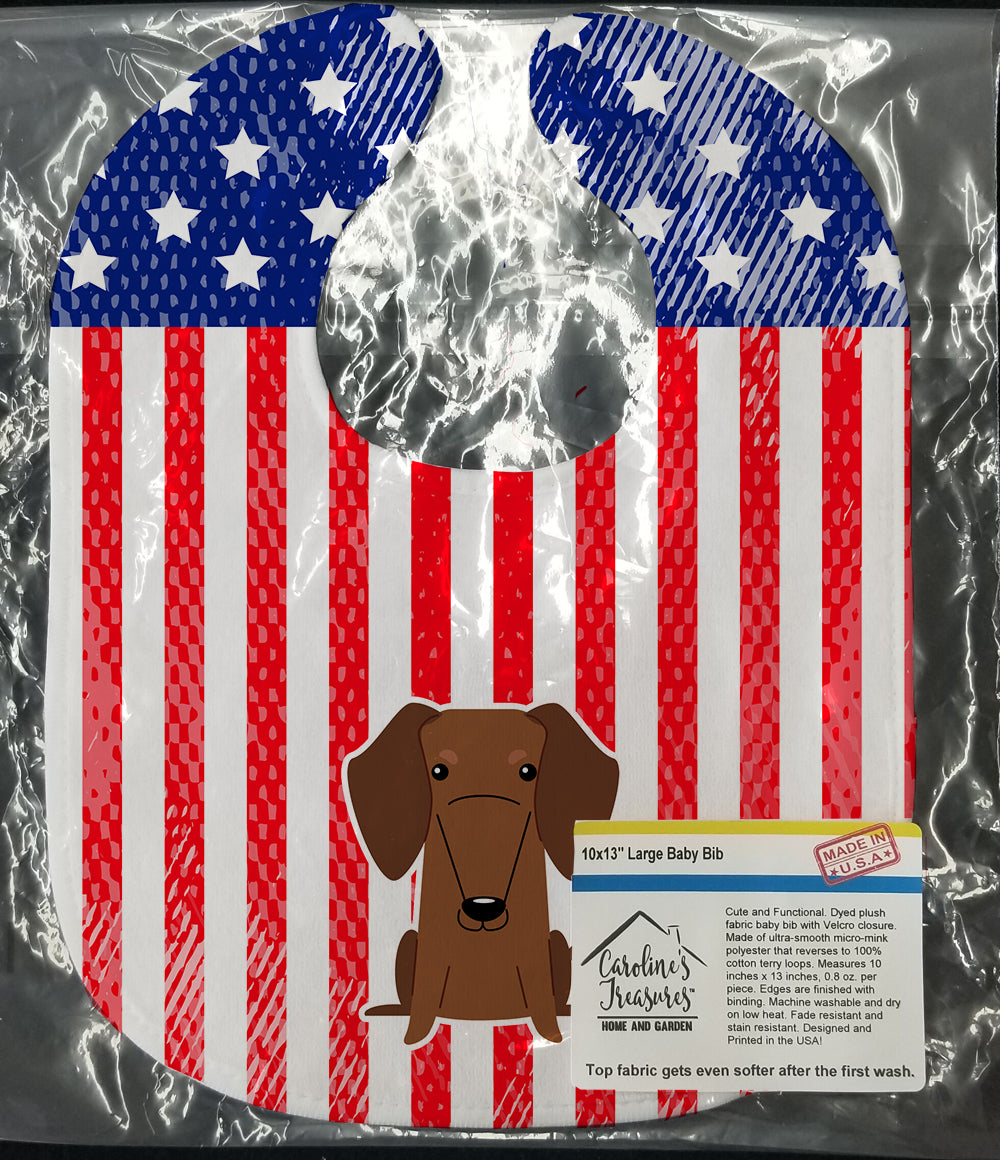 Patriotic USA Dachshund Red Brown Baby Bib BB3125BIB - the-store.com