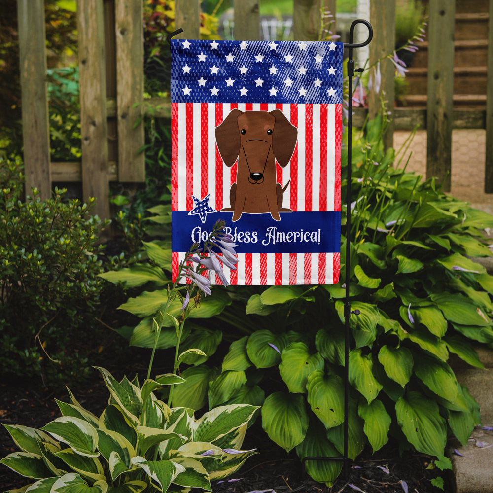 Patriotic USA Dachshund Red Brown Flag Garden Size  the-store.com.