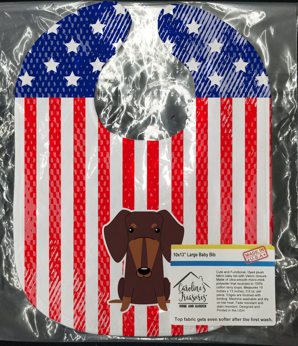 Patriotic USA Dachshund Chocolate Baby Bib BB3126BIB - the-store.com