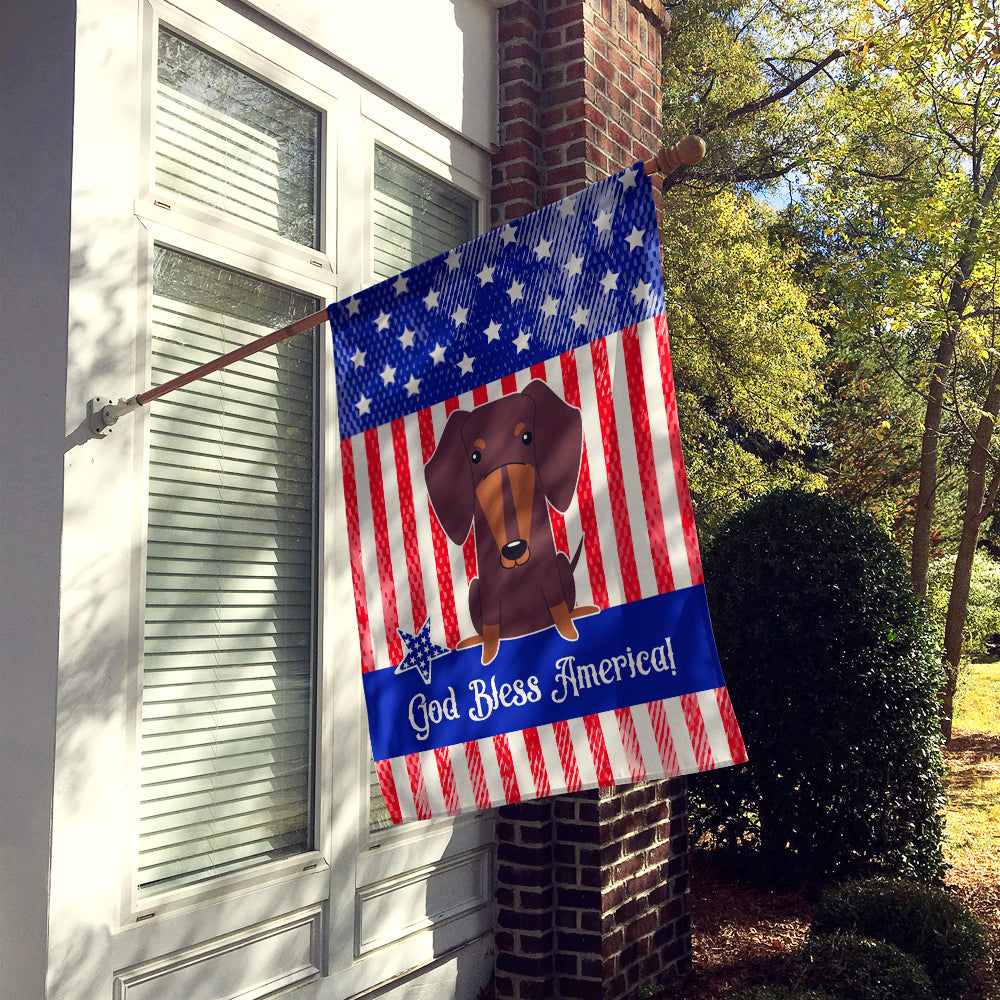 Patriotic USA Dachshund Chocolate Flag Canvas House Size BB3126CHF