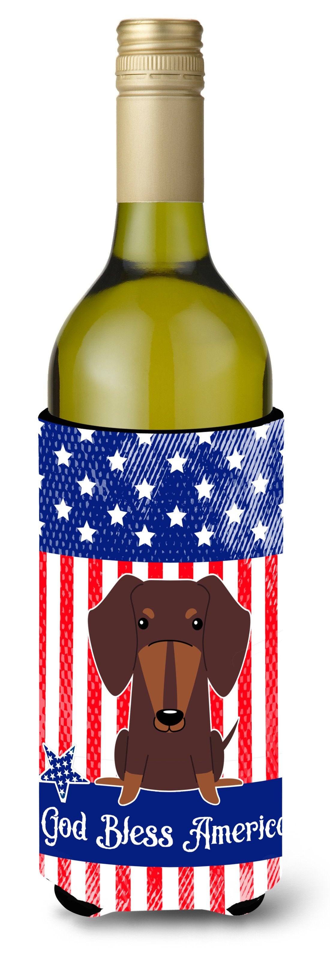 Patriotic USA Dachshund Chocolate Wine Bottle Beverge Insulator Hugger BB3126LITERK by Caroline&#39;s Treasures