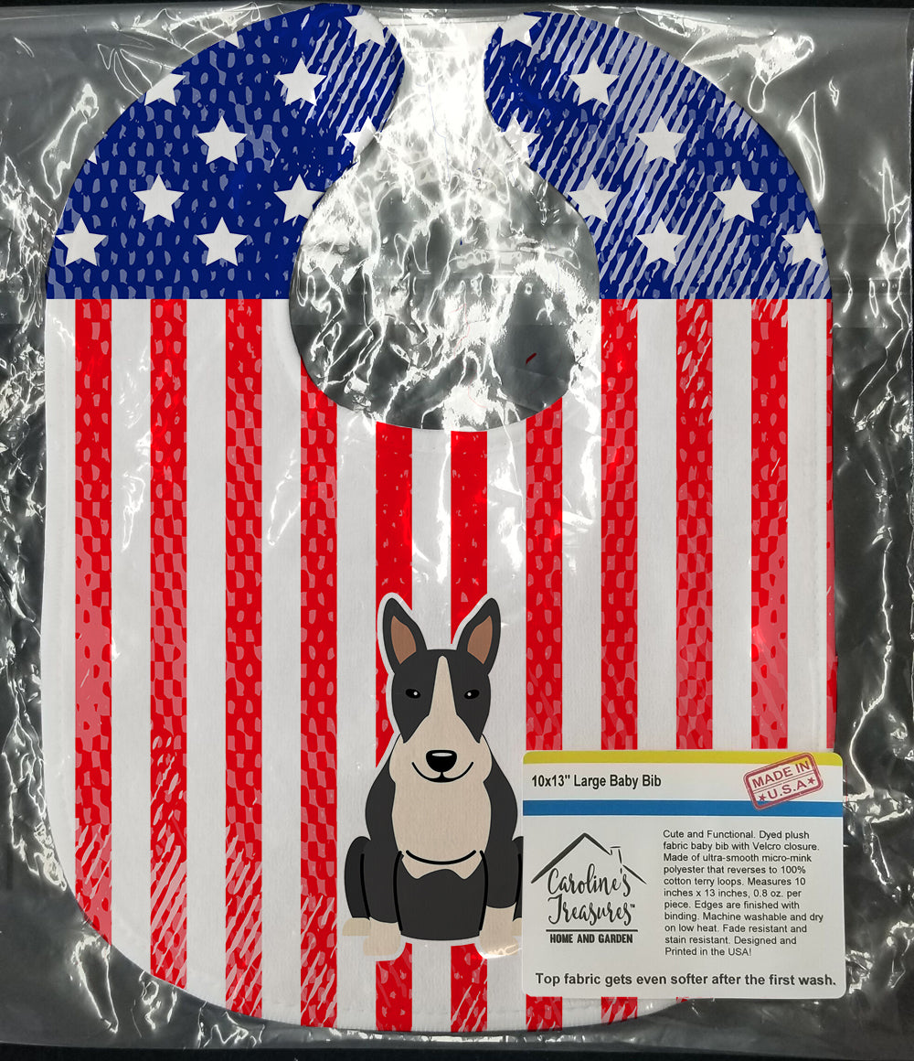 Patriotic USA Bull Terrier Black White Baby Bib BB3128BIB - the-store.com