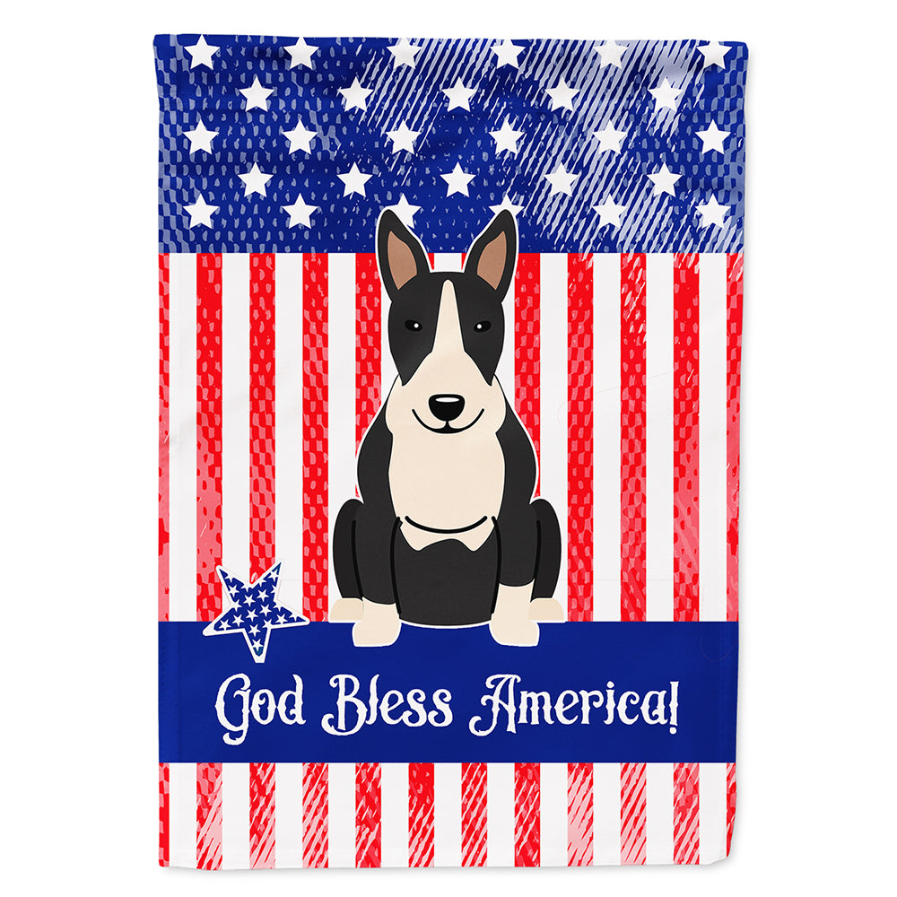 Patriotic USA Bull Terrier Black White Flag Canvas House Size BB3128CHF
