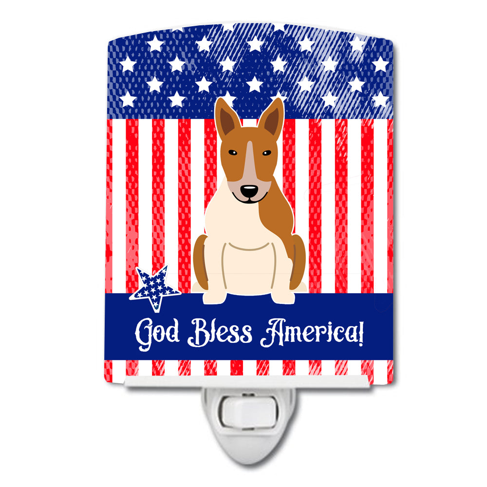 Patriotic USA Bull Terrier Red White Ceramic Night Light BB3130CNL - the-store.com