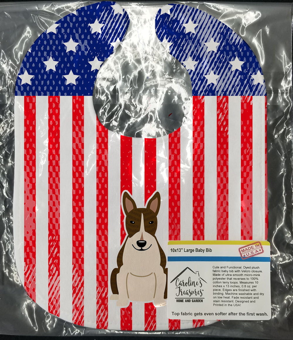 Patriotic USA Bull Terrier Dark Brindle Baby Bib BB3131BIB - the-store.com