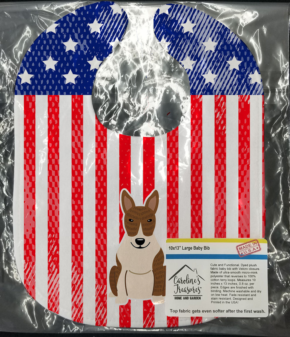 Patriotic USA Bull Terrier Brindle Baby Bib BB3132BIB - the-store.com