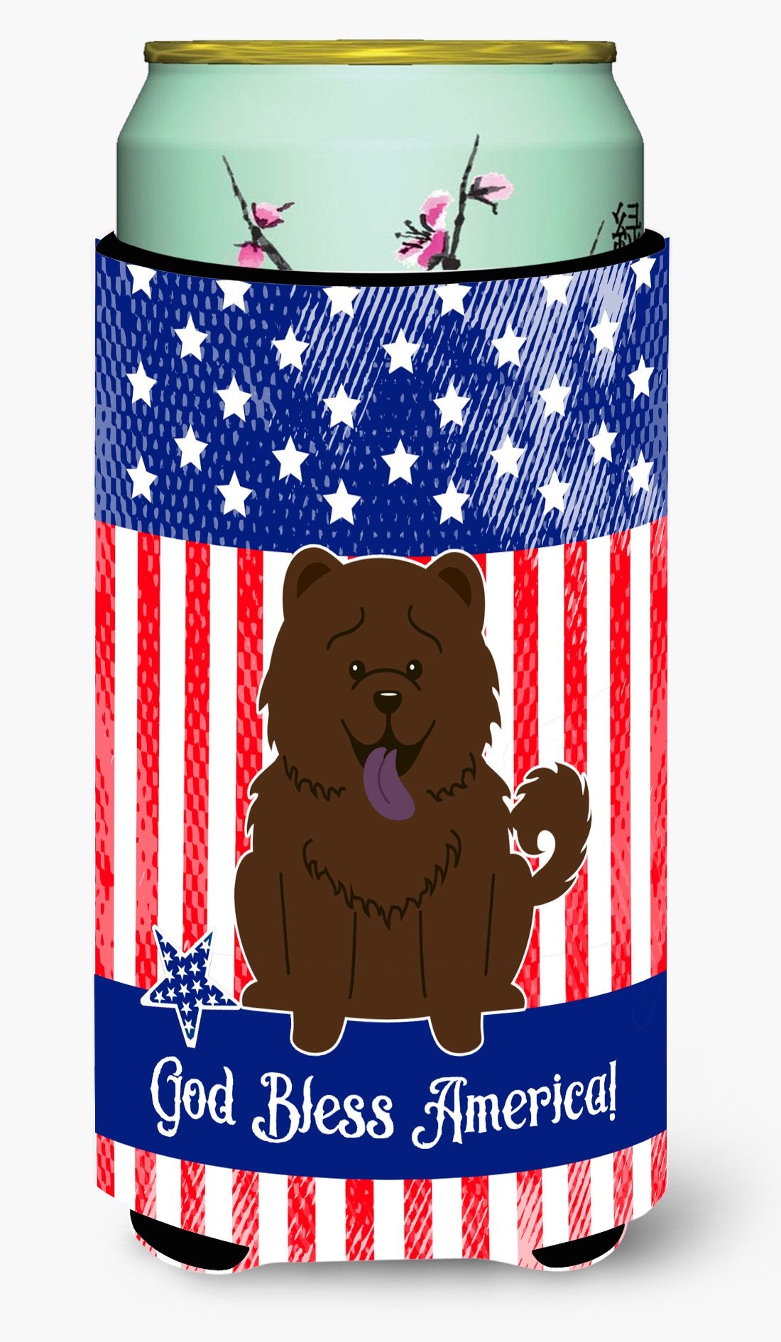 Patriotic USA Chow Chow Chocolate Tall Boy Beverage Insulator Hugger by Caroline&#39;s Treasures