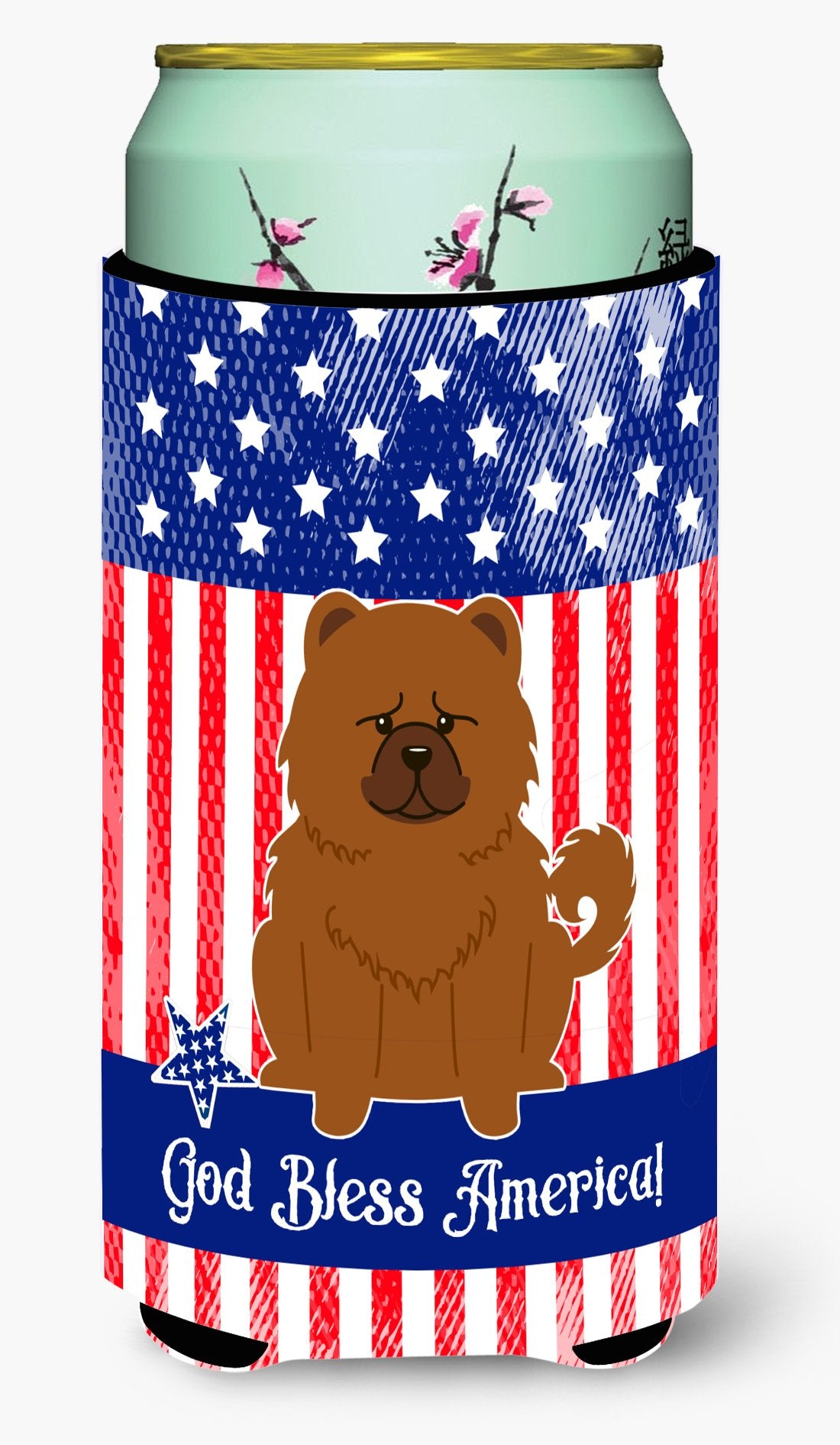 Patriotic USA Chow Chow Red Tall Boy Beverage Insulator Hugger by Caroline&#39;s Treasures