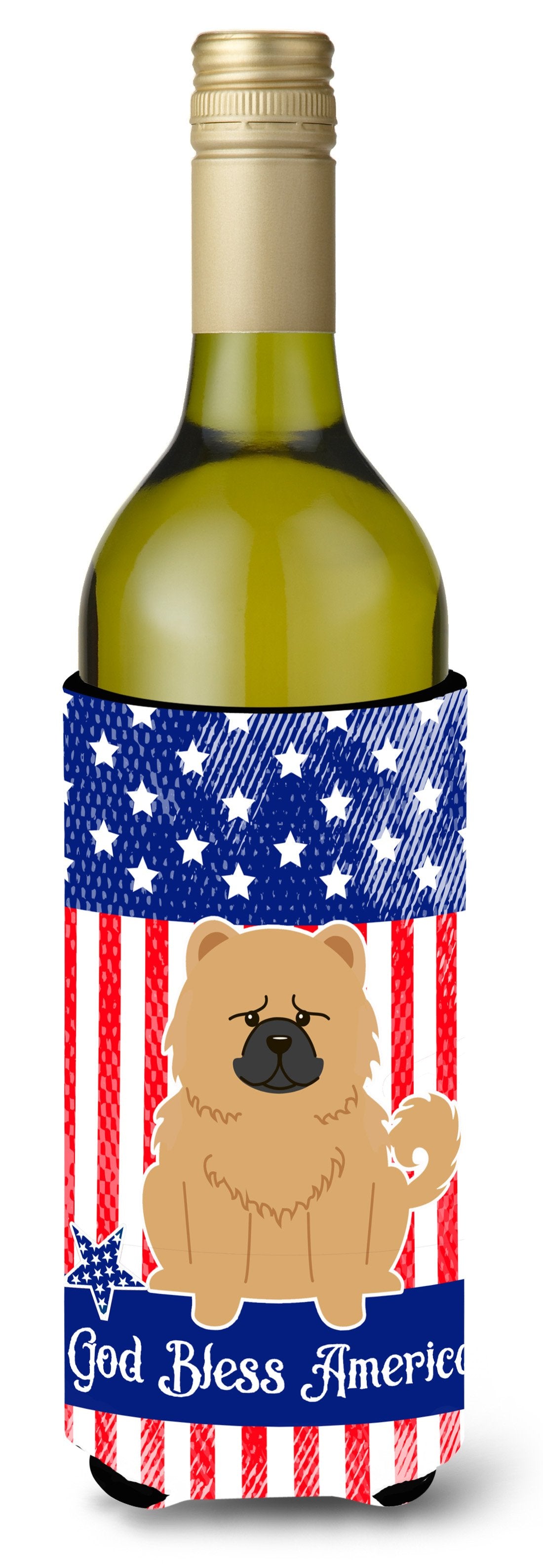 Patriotic USA Chow Chow Cream Wine Bottle Beverge Insulator Hugger by Caroline&#39;s Treasures