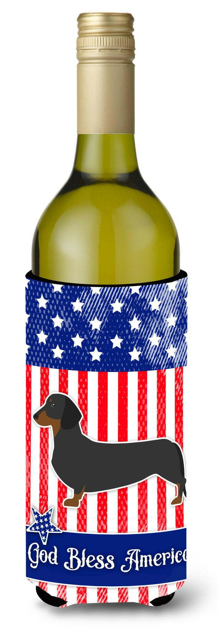 USA Patriotic Dachshund Wine Bottle Beverge Insulator Hugger BB3282LITERK by Caroline's Treasures