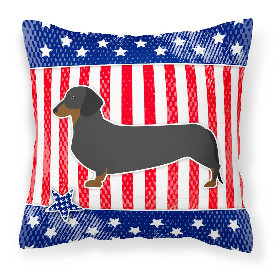 USA Patriotic Dachshund Fabric Decorative Pillow BB3282PW1818 by Caroline's Treasures