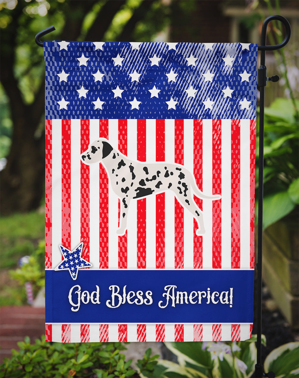 USA Patriotic Dalmatian Flag Garden Size BB3283GF