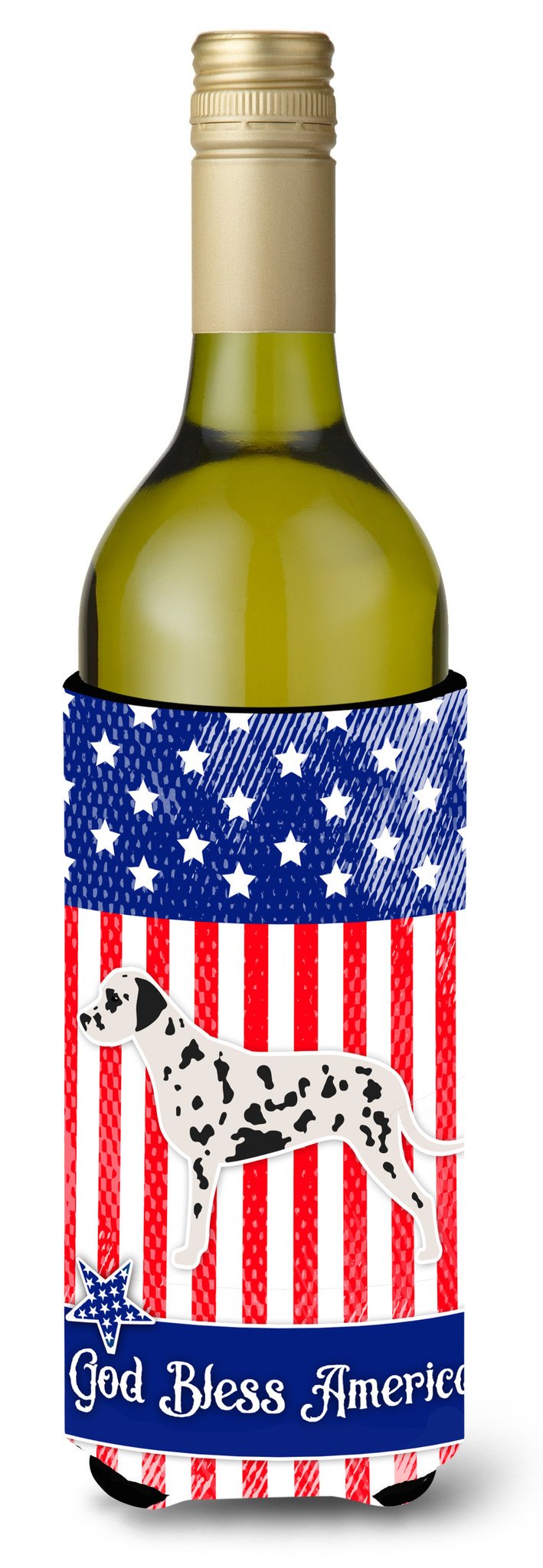 USA Patriotic Dalmatian Wine Bottle Beverge Insulator Hugger BB3283LITERK by Caroline&#39;s Treasures
