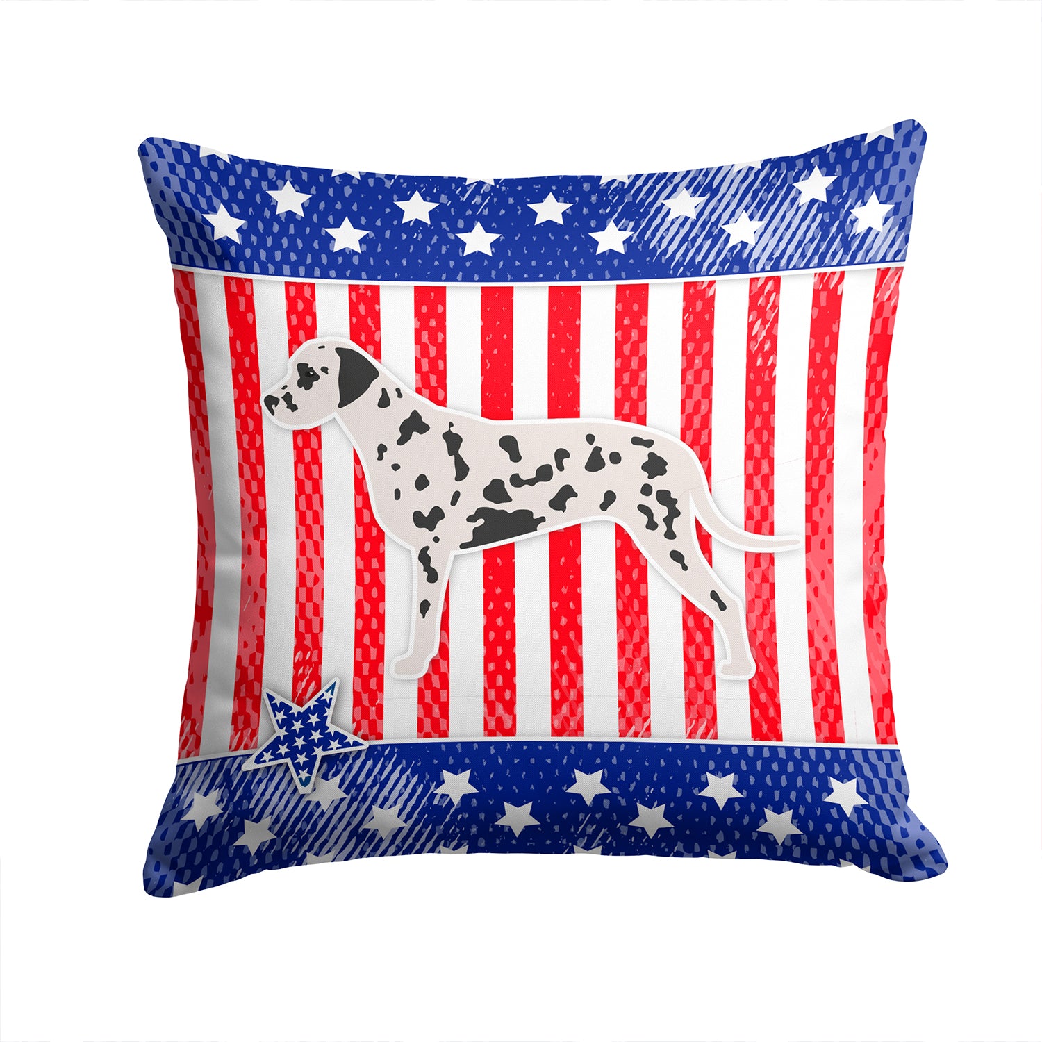 USA Patriotic Dalmatian Fabric Decorative Pillow BB3283PW1414 - the-store.com