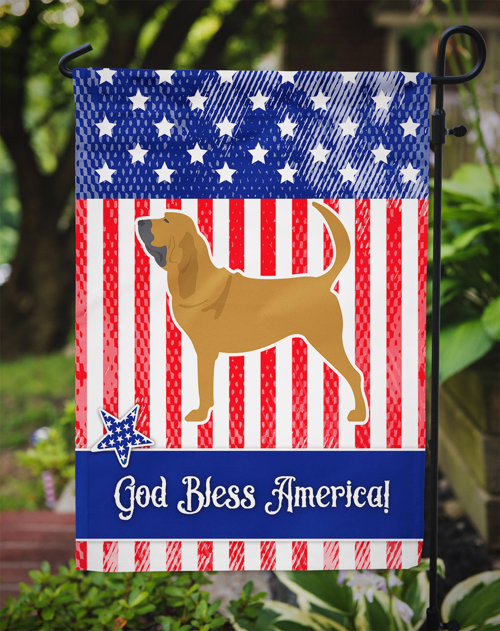 USA Patriotic Bloodhound Flag Garden Size BB3284GF