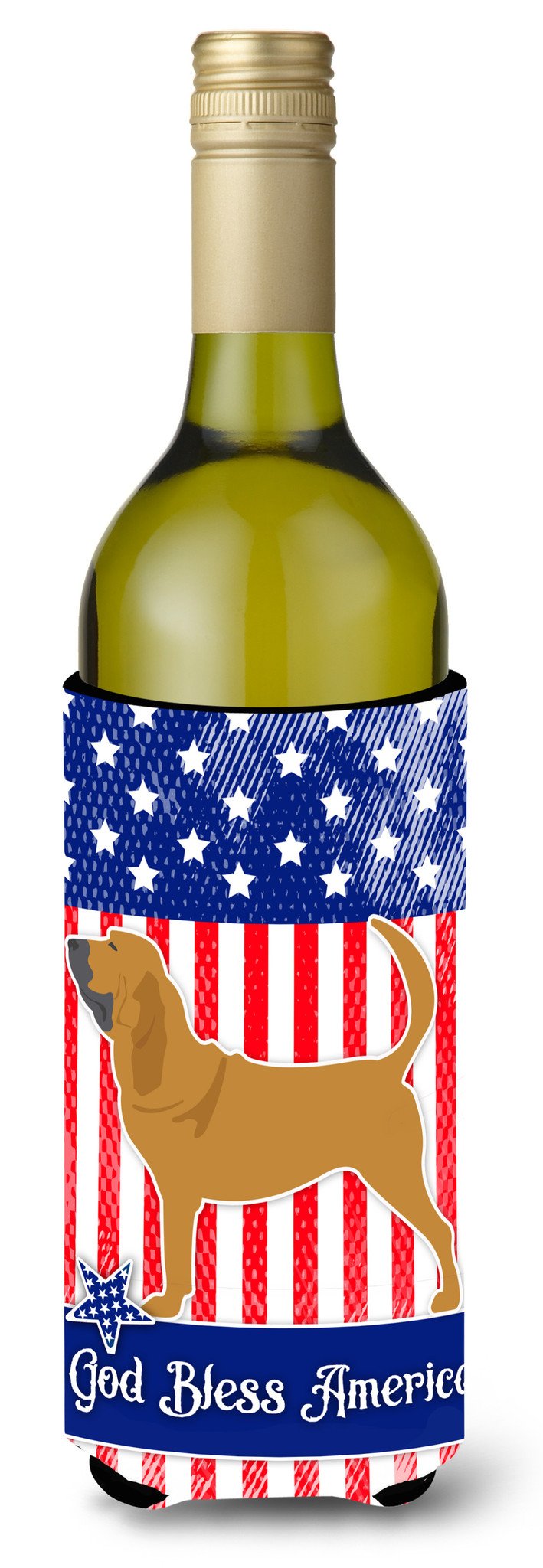 USA Patriotic Bloodhound Wine Bottle Beverge Insulator Hugger BB3284LITERK by Caroline&#39;s Treasures