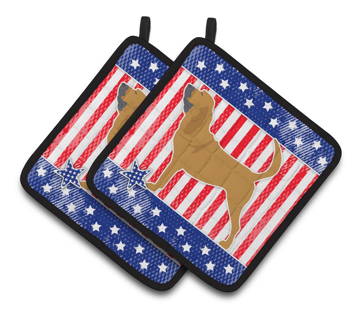 USA Patriotic Bloodhound Pair of Pot Holders BB3284PTHD by Caroline&#39;s Treasures