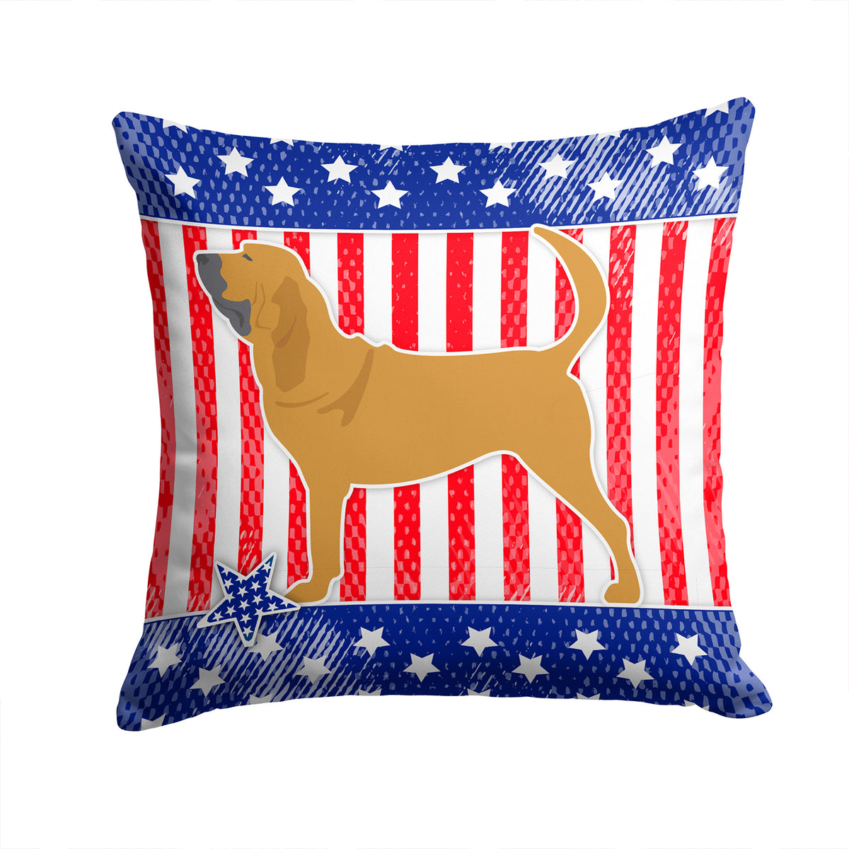USA Patriotic Bloodhound Fabric Decorative Pillow BB3284PW1414 - the-store.com