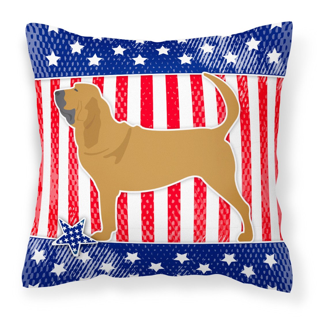 USA Patriotic Bloodhound Fabric Decorative Pillow BB3284PW1818 by Caroline's Treasures