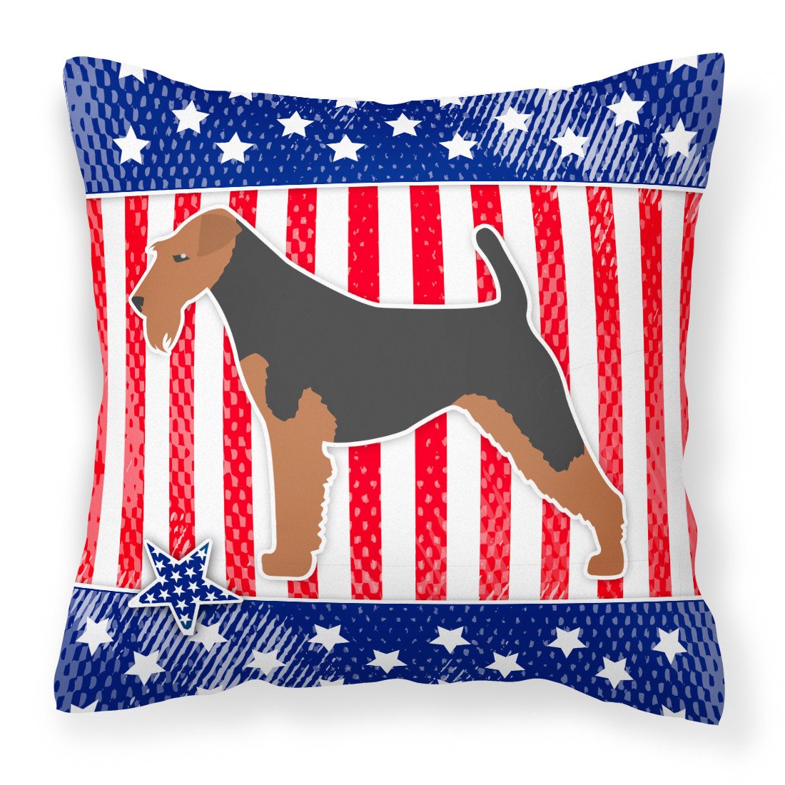 USA Patriotic Welsh Terrier Fabric Decorative Pillow BB3285PW1818 by Caroline&#39;s Treasures