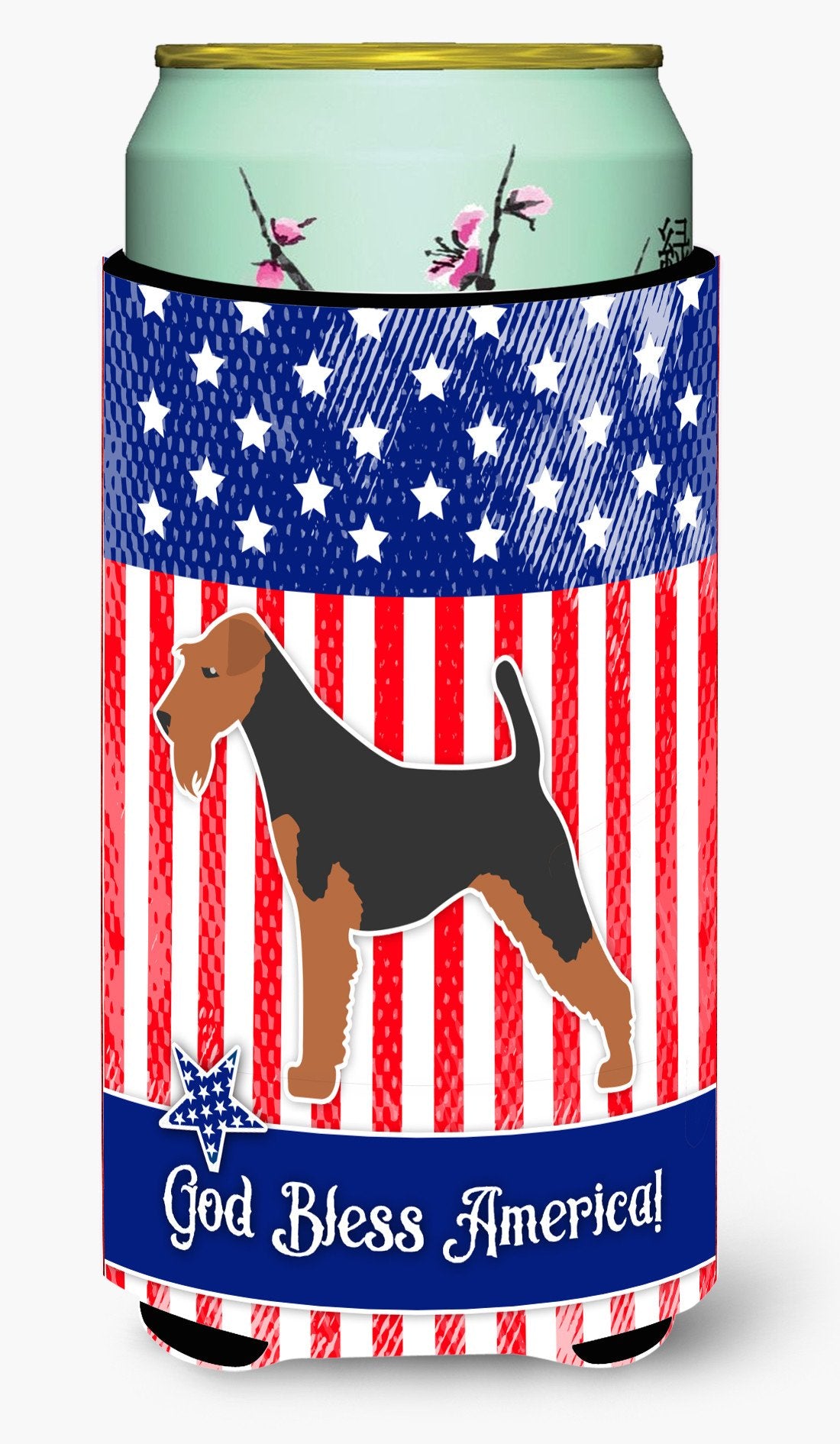 USA Patriotic Welsh Terrier Tall Boy Beverage Insulator Hugger BB3285TBC by Caroline&#39;s Treasures