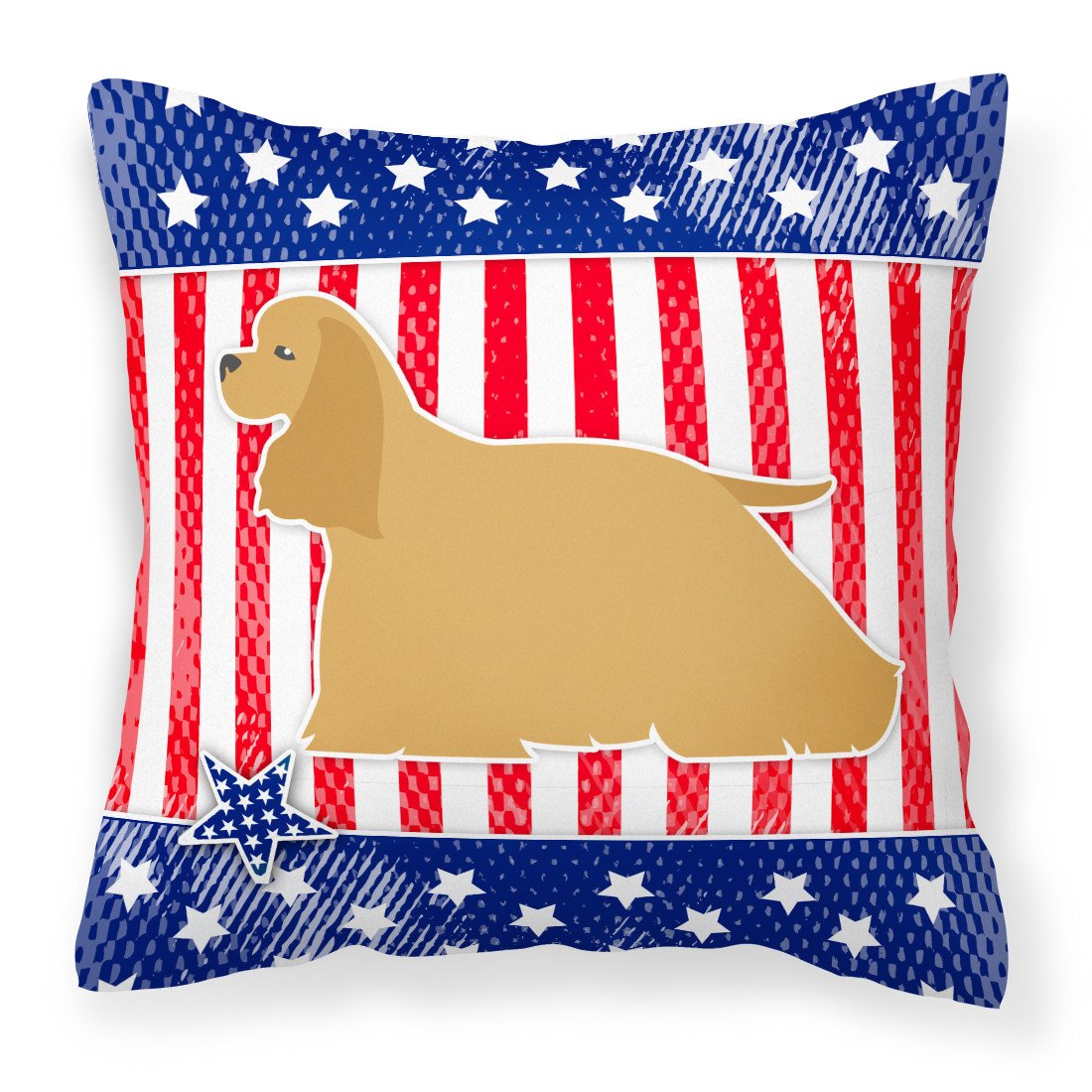 USA Patriotic Cocker Spaniel Fabric Decorative Pillow BB3286PW1818 by Caroline's Treasures