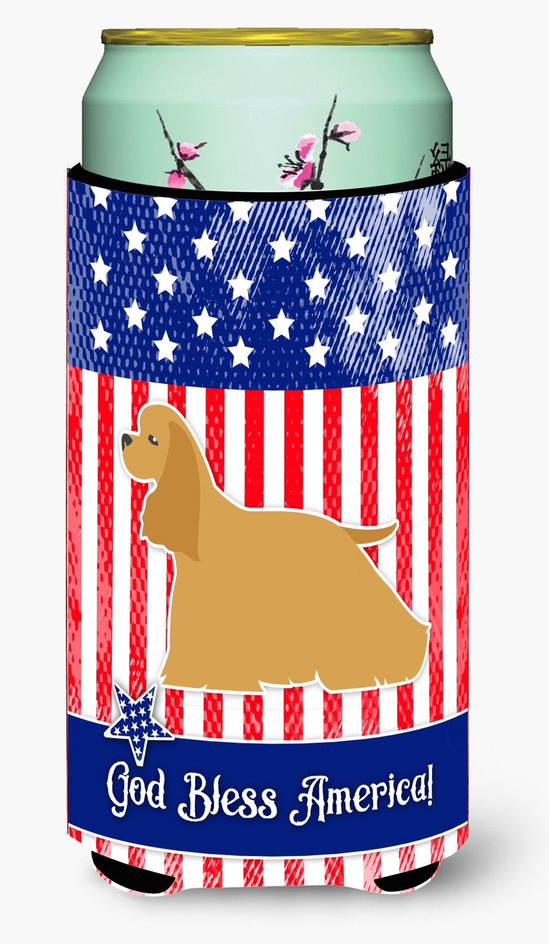 USA Patriotic Cocker Spaniel Tall Boy Beverage Insulator Hugger BB3286TBC by Caroline&#39;s Treasures