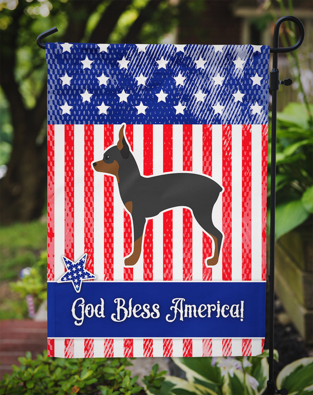 USA Patriotic Toy Fox Terrier Flag Garden Size BB3287GF  the-store.com.