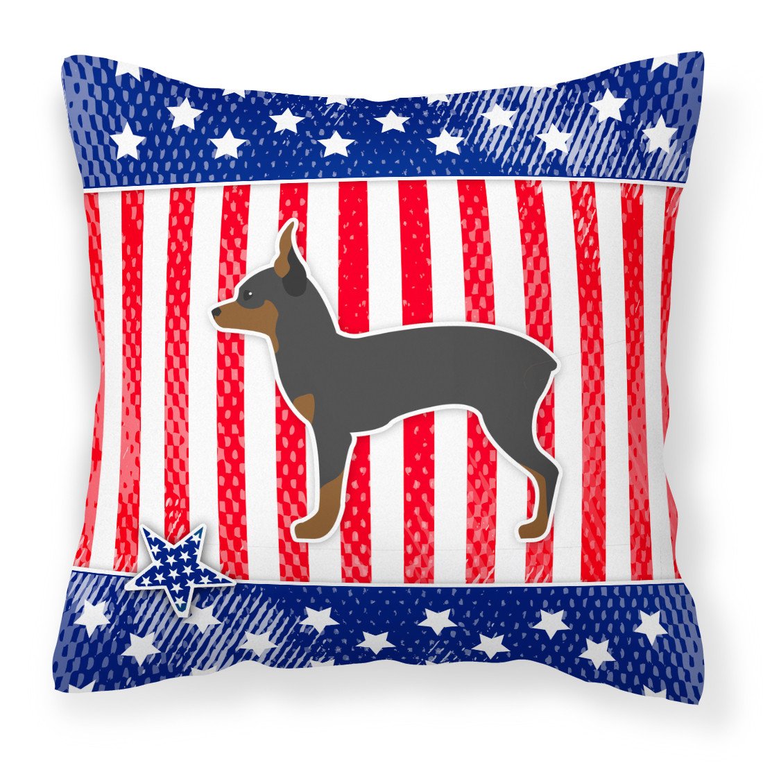 USA Patriotic Toy Fox Terrier Fabric Decorative Pillow BB3287PW1818 by Caroline&#39;s Treasures