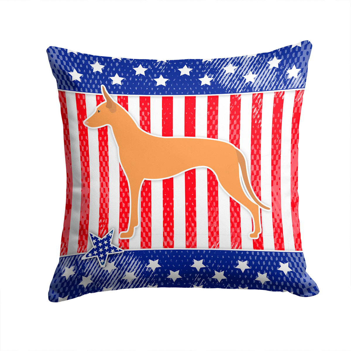 USA Patriotic Pharaoh Hound Fabric Decorative Pillow BB3288PW1414 - the-store.com