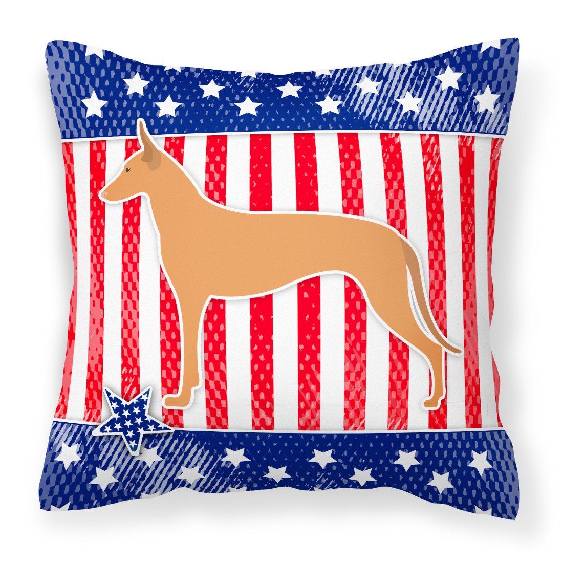 USA Patriotic Pharaoh Hound Fabric Decorative Pillow BB3288PW1818 by Caroline&#39;s Treasures