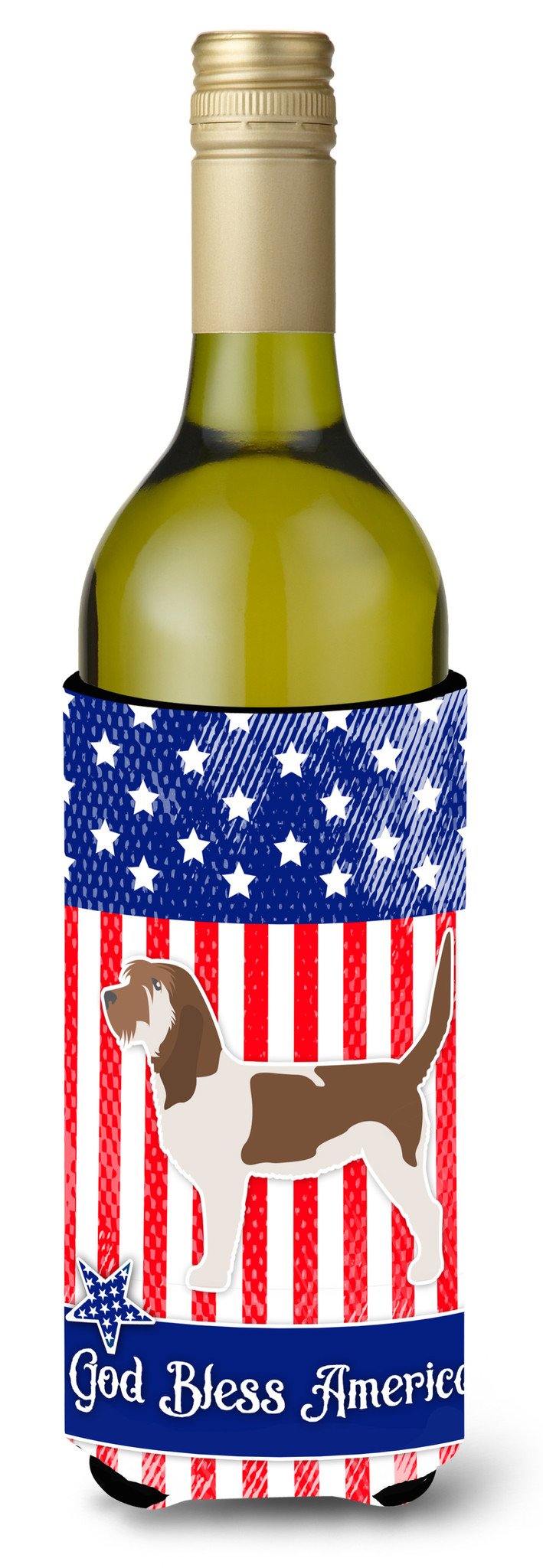 USA Patriotic Grand Basset Griffon Vendeen Wine Bottle Beverge Insulator Hugger BB3290LITERK by Caroline&#39;s Treasures