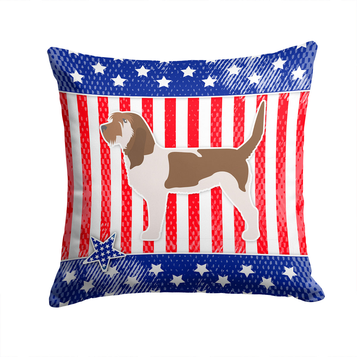 USA Patriotic Grand Basset Griffon Vendeen Fabric Decorative Pillow BB3290PW1414 - the-store.com