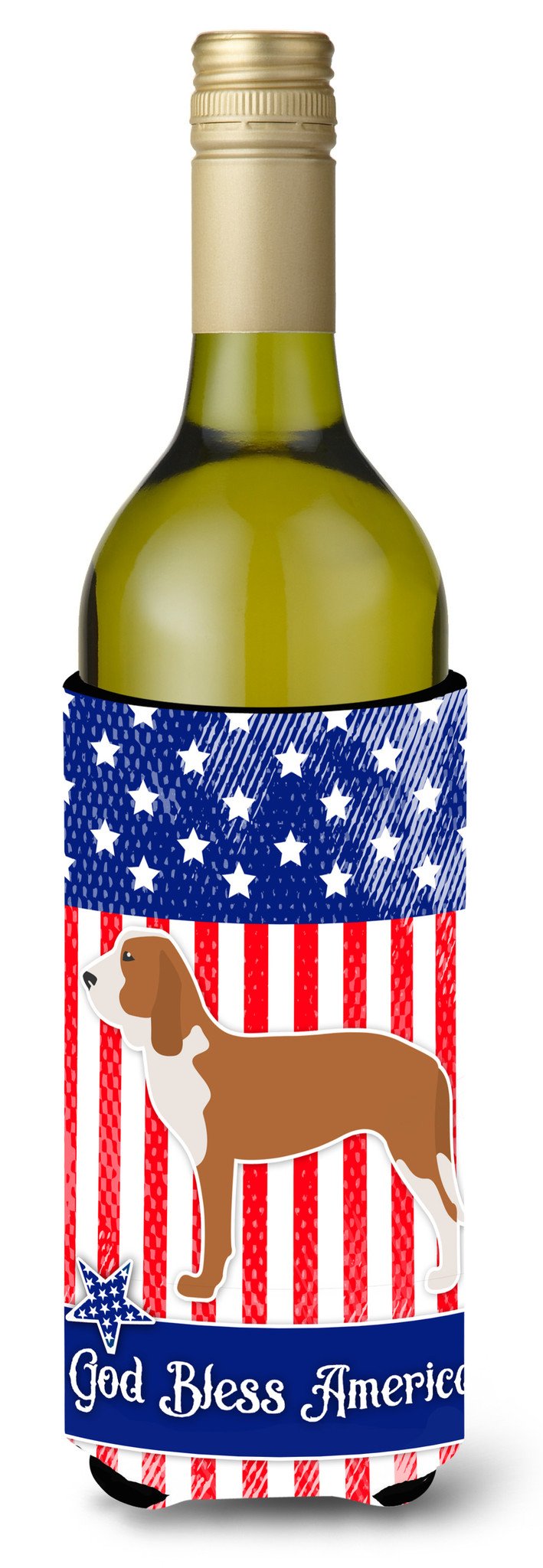 USA Patriotic Spanish Hound Wine Bottle Beverge Insulator Hugger BB3291LITERK by Caroline&#39;s Treasures
