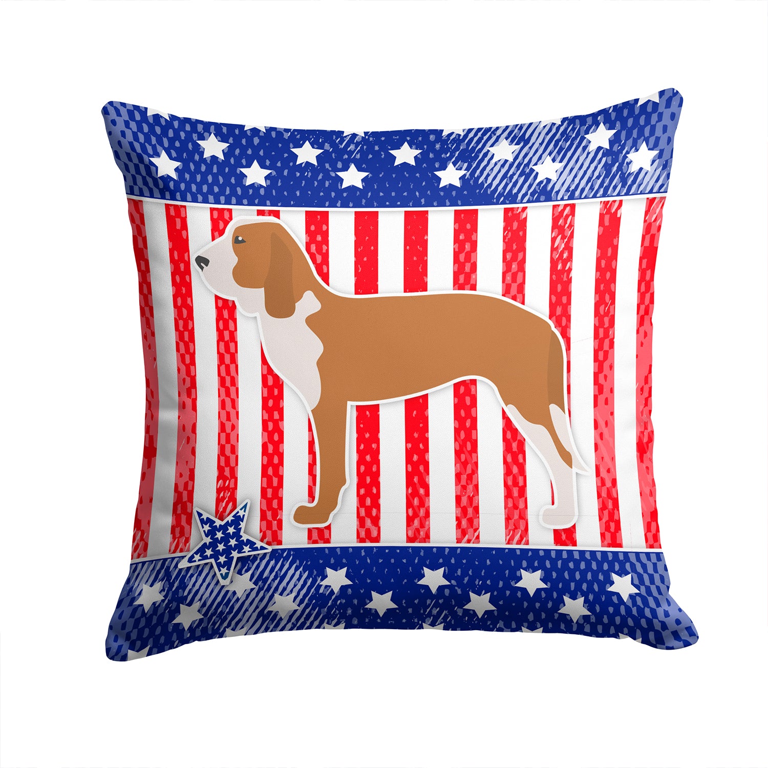 USA Patriotic Spanish Hound Fabric Decorative Pillow BB3291PW1414 - the-store.com