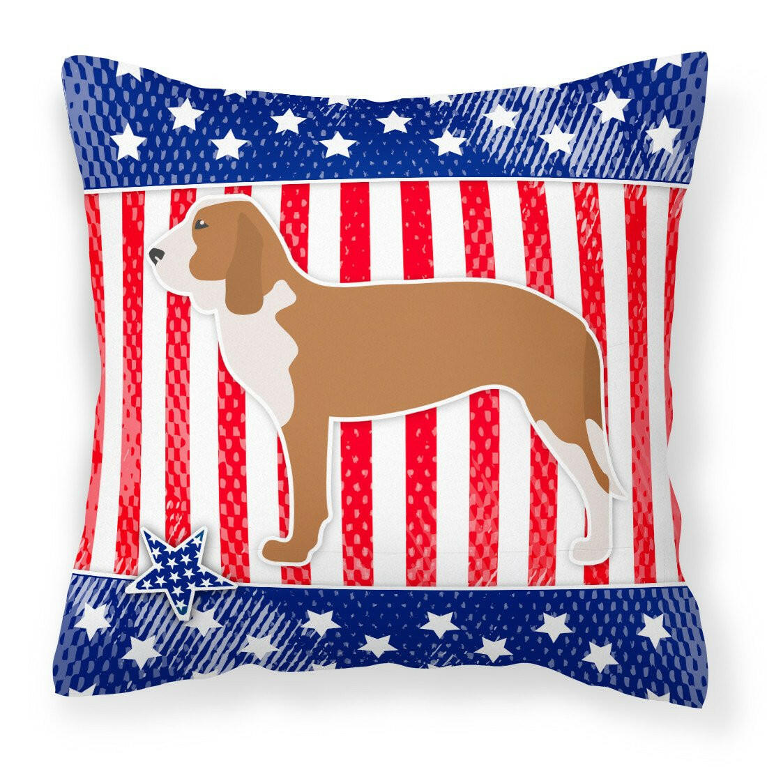 USA Patriotic Spanish Hound Fabric Decorative Pillow BB3291PW1818 by Caroline's Treasures