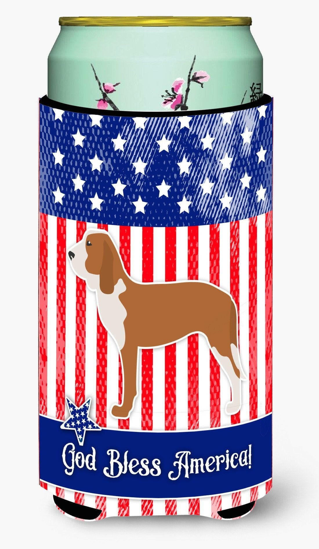 USA Patriotic Spanish Hound Tall Boy Beverage Insulator Hugger BB3291TBC by Caroline&#39;s Treasures