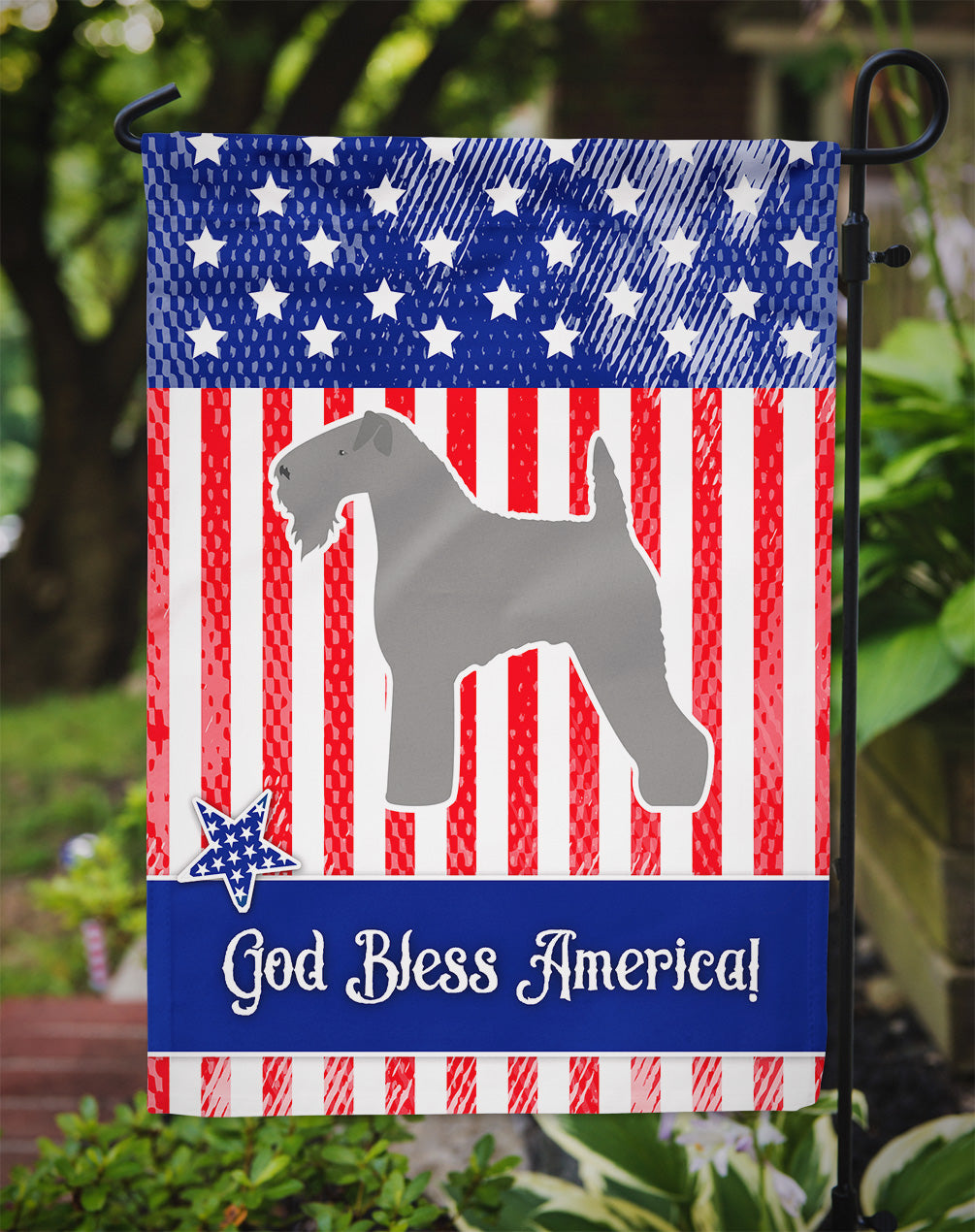USA Patriotic Kerry Blue Terrier Flag Garden Size BB3292GF  the-store.com.